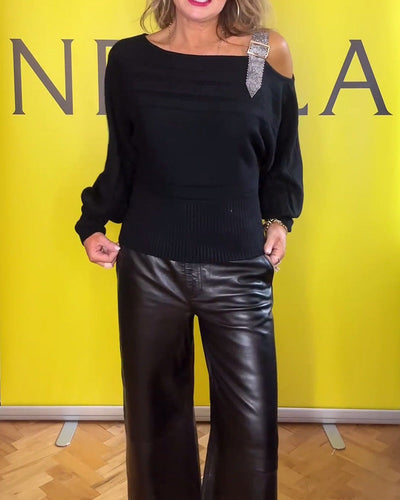 Stilla | Langærmet sweater med skulderfrit design
