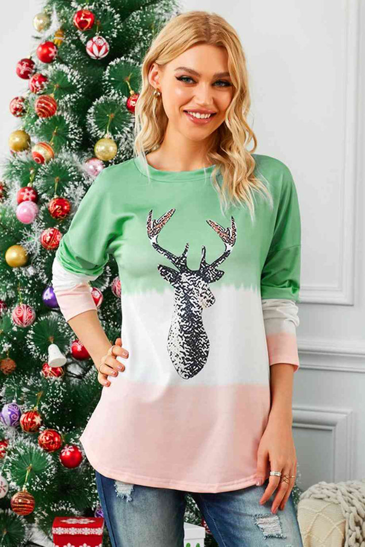 Stilla | Grafisk Farveblok Langærmet T-shirt