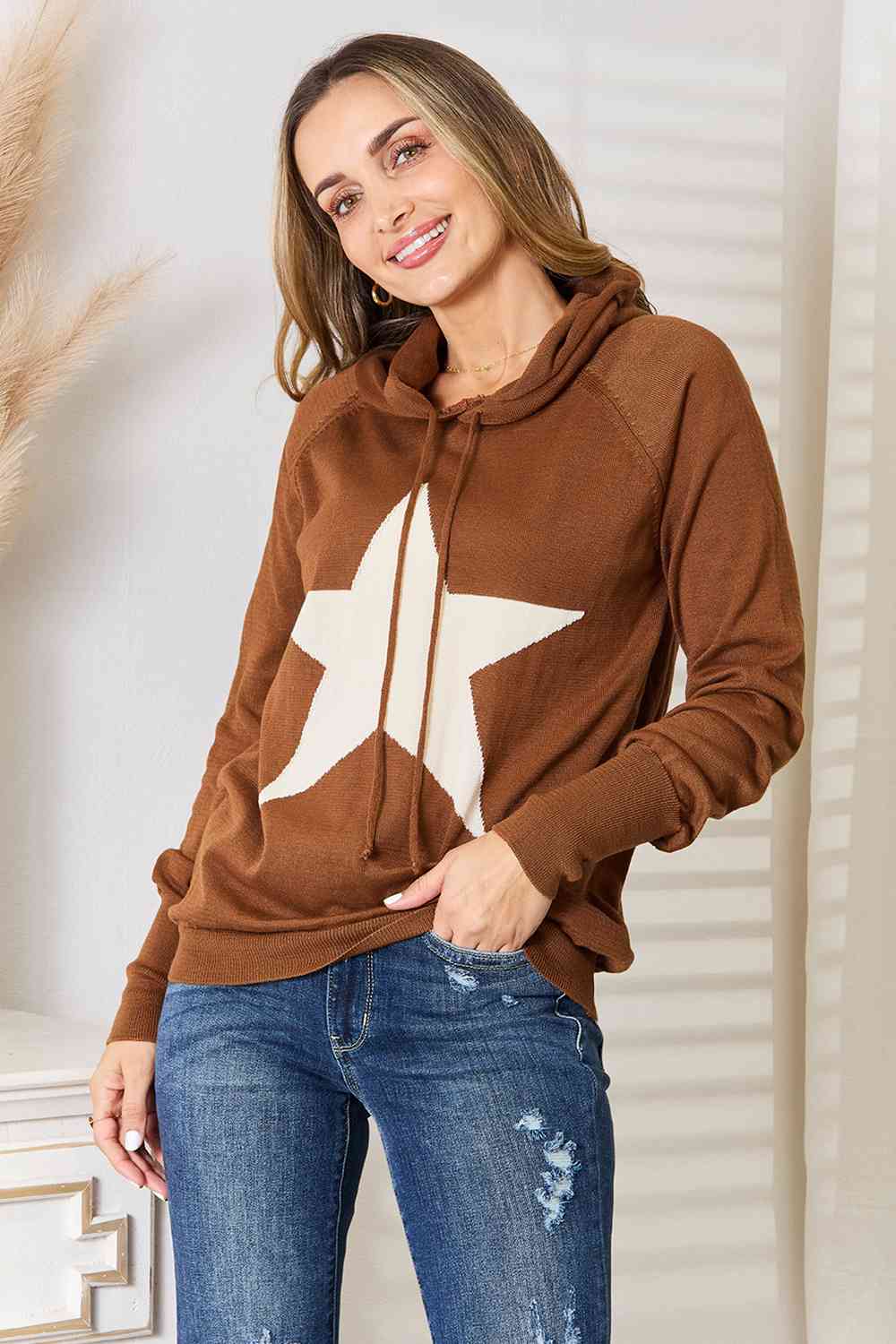 Stilla | Full Size Stjerne Grafik Huooded Sweater