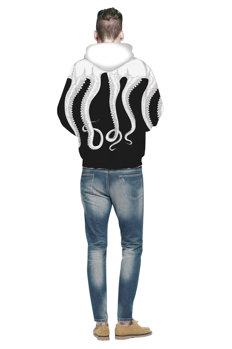 Herre hoodie med unikt blæksprutte mønster og moderne pasform Stilla