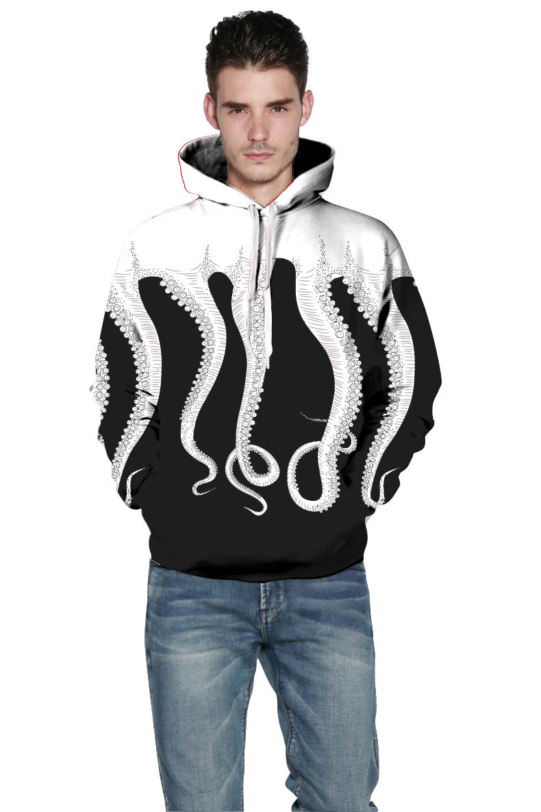 Herre hoodie med unikt blæksprutte mønster og moderne pasform Stilla