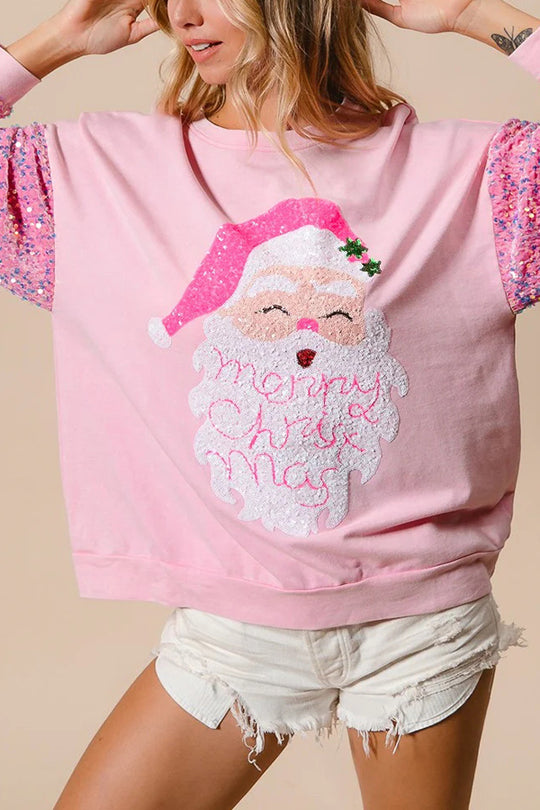 Stilla | Jul Løs Rundhals Pailletter Ærme Sweatshirt