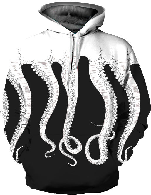 Herre hoodie med unikt blæksprutte mønster og moderne pasform Stilla