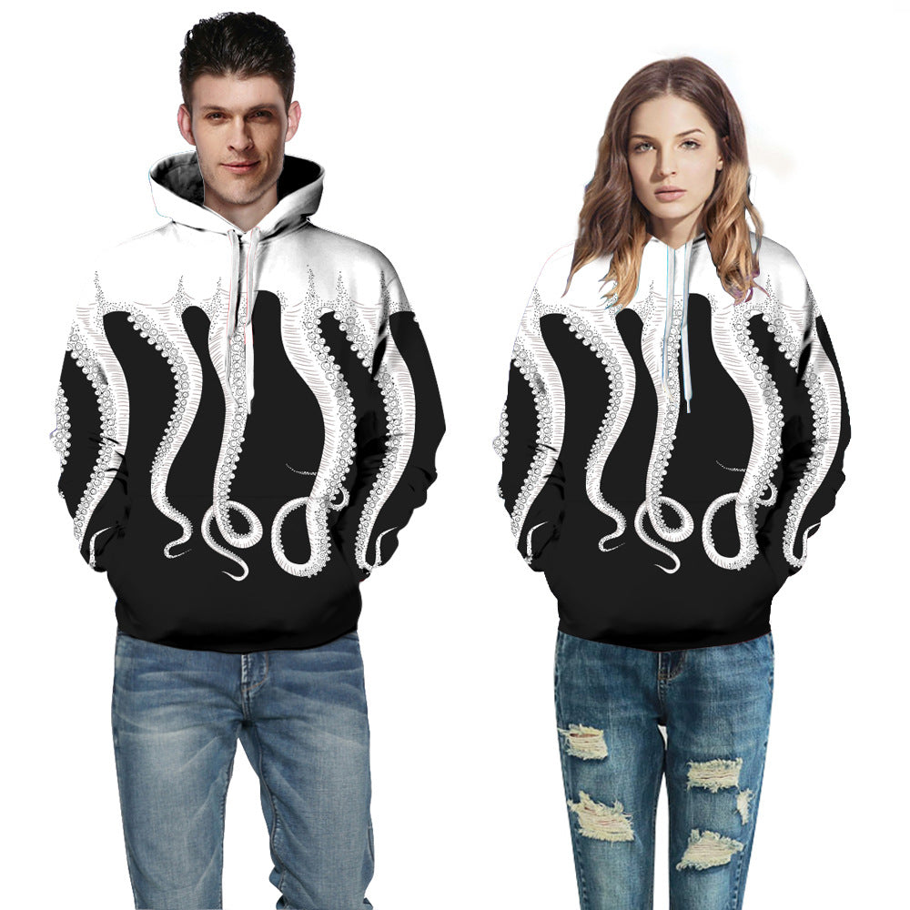Herre hoodie med unikt blæksprutte mønster og moderne pasform Stilla