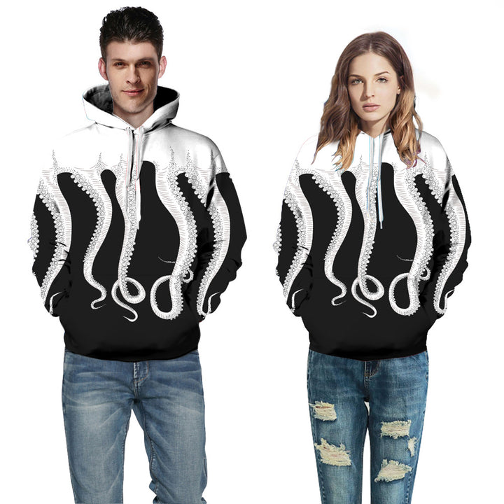 Herre hoodie med unikt blæksprutte mønster og moderne pasform Stilla