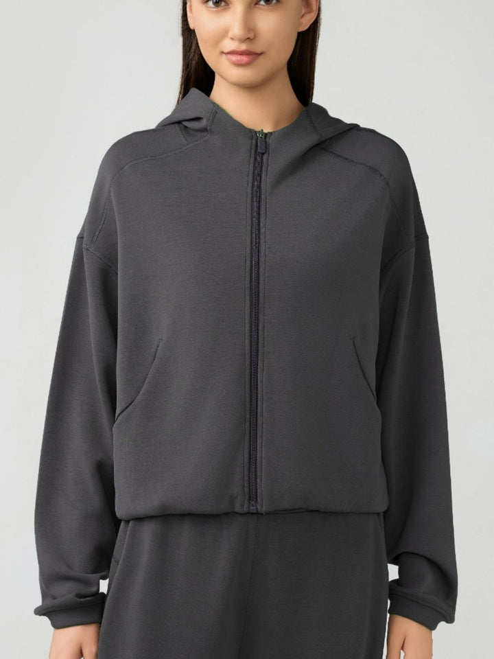 Stilla | Zip Up Dropped Shoulder Active Hooded