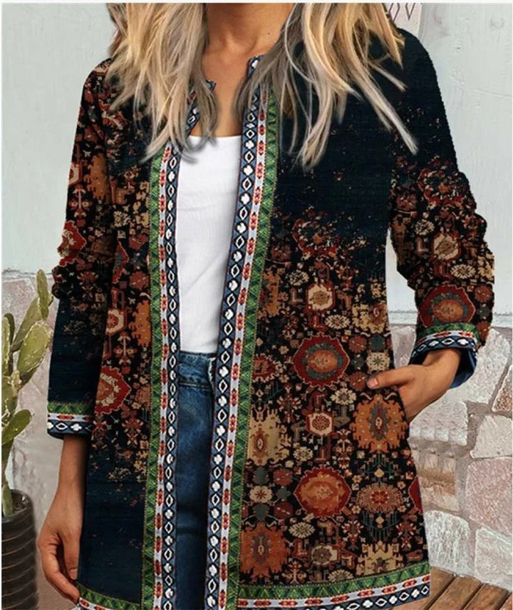 Stilla | Boho Jakke med Farverigt Mønster