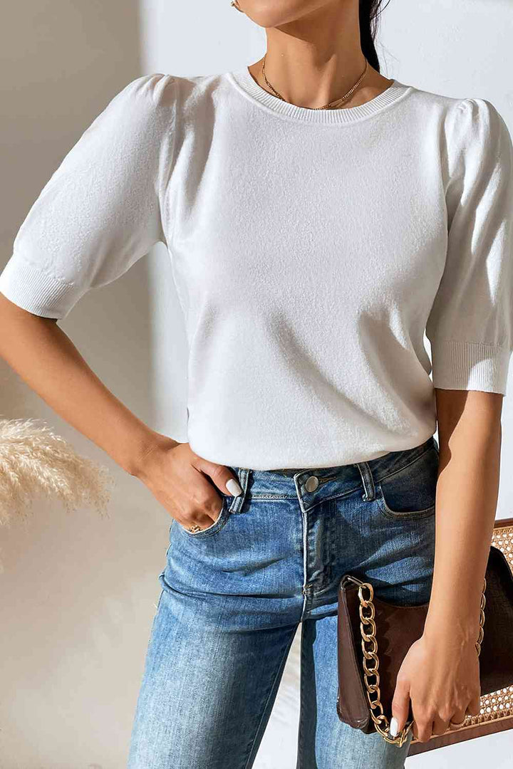 Stilla | Neck Puff Sleeve Strik Top