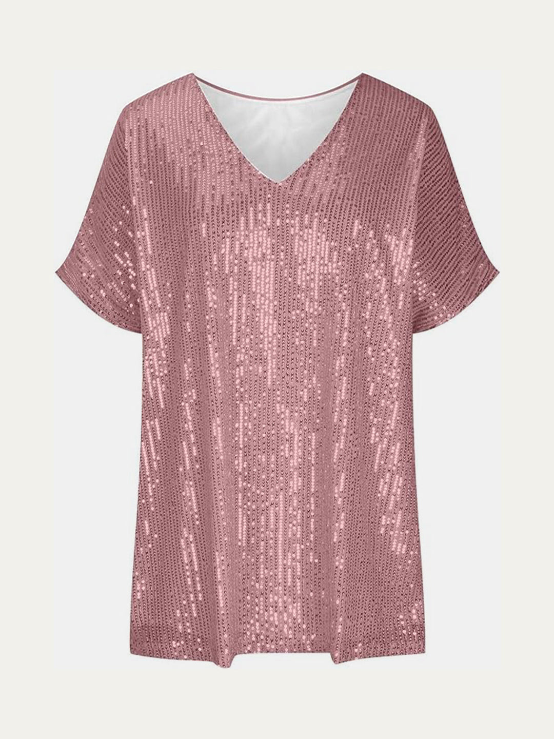 Stilla | Plus Size Paillet V-Hals Kortærmet Top