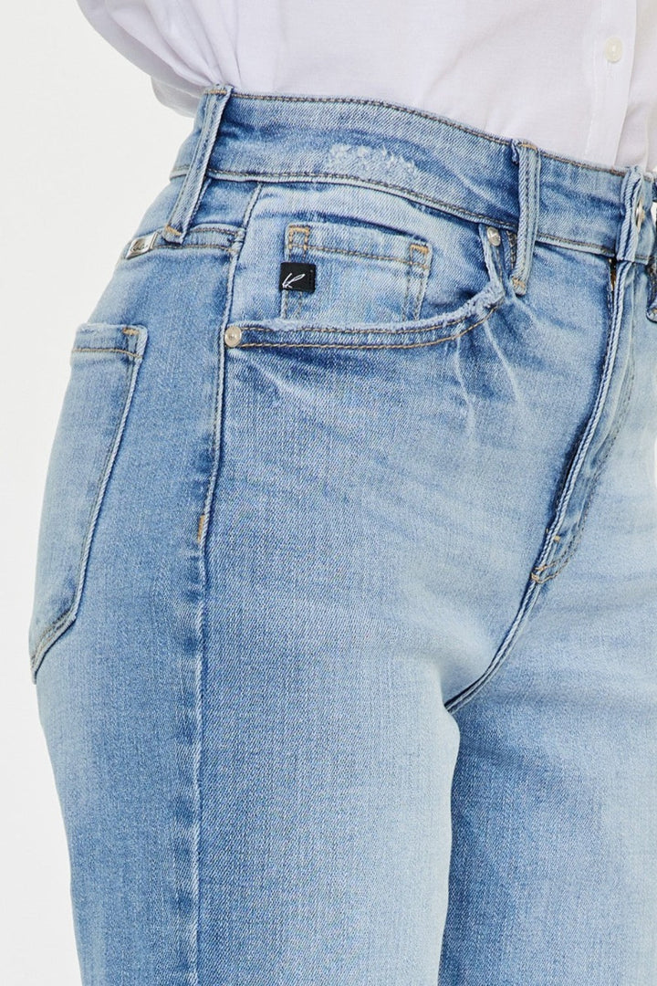 Stilla | Høj Talje Rå Kant Lige Jeans