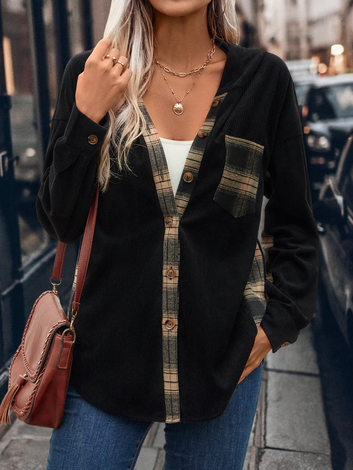Stilla | Plaid Button Down Hooded Shacket