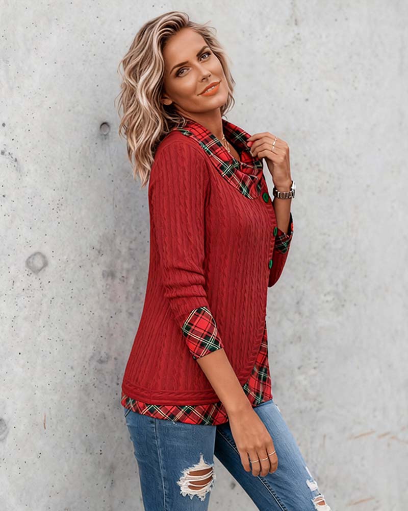 Stilla | Langærmet Top med ternet patchwork