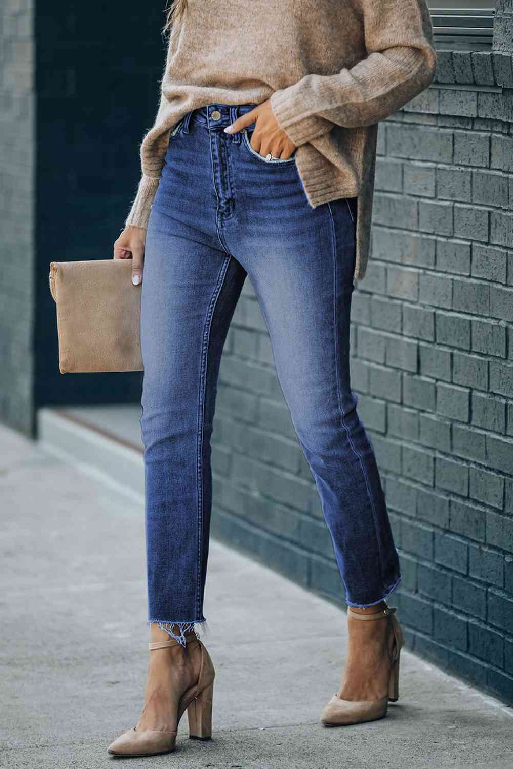 Stilla | Talje Raw Hem Skinny Jeans