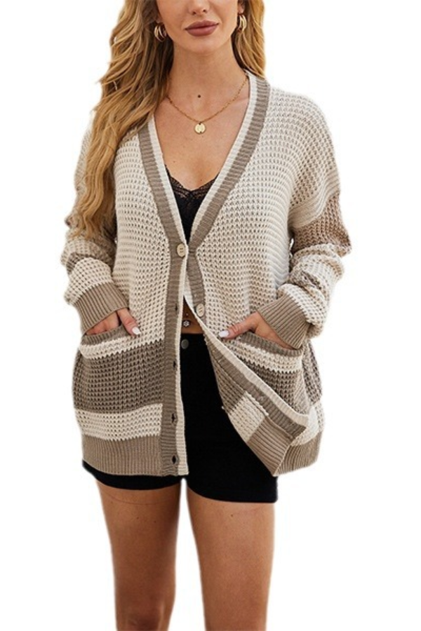 Stilla | Jakke Oversized Lomme Colorblock Cardigan Pullover