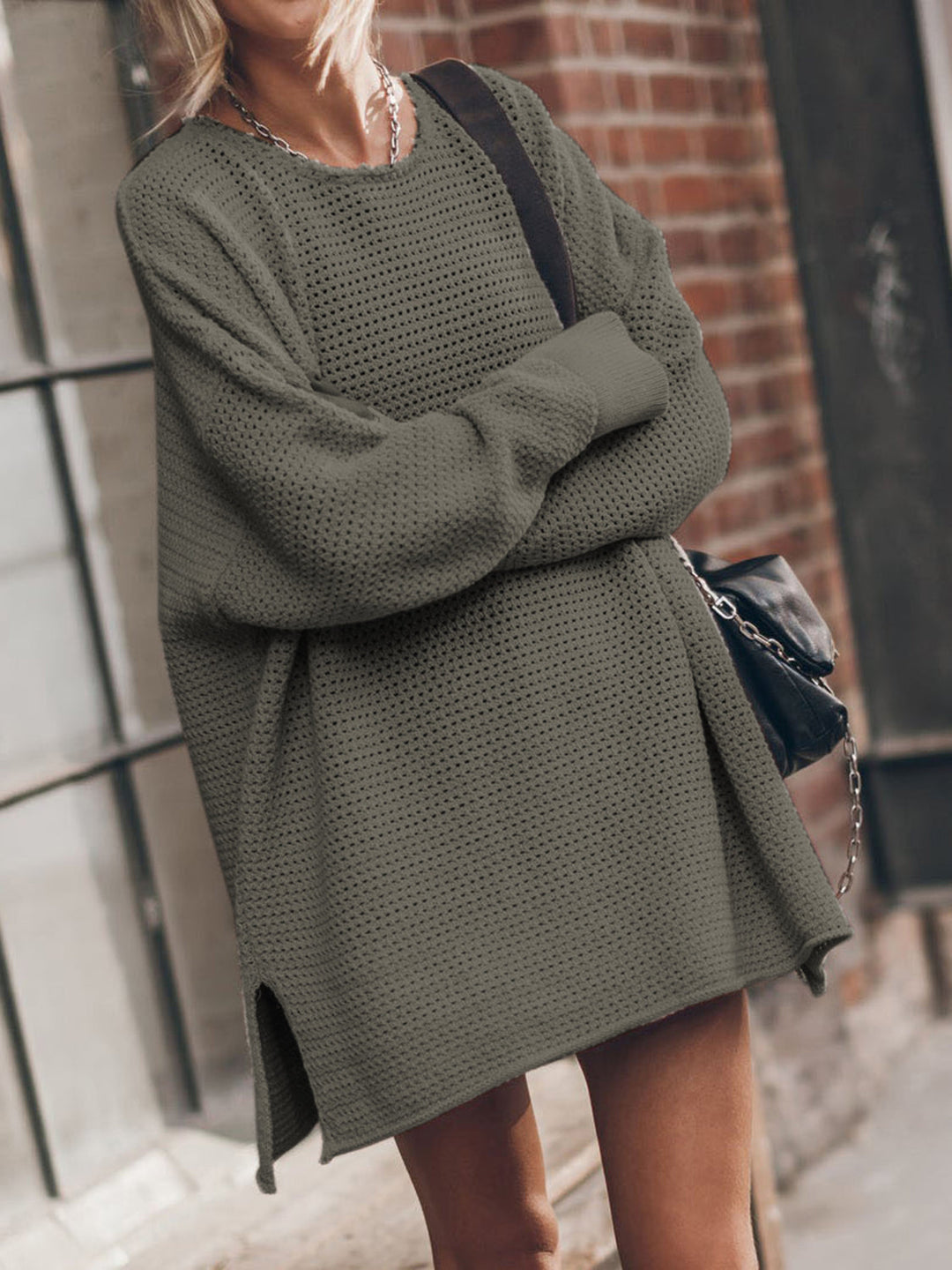 Stilla | Rund Hals Langærmet Slid Sweater