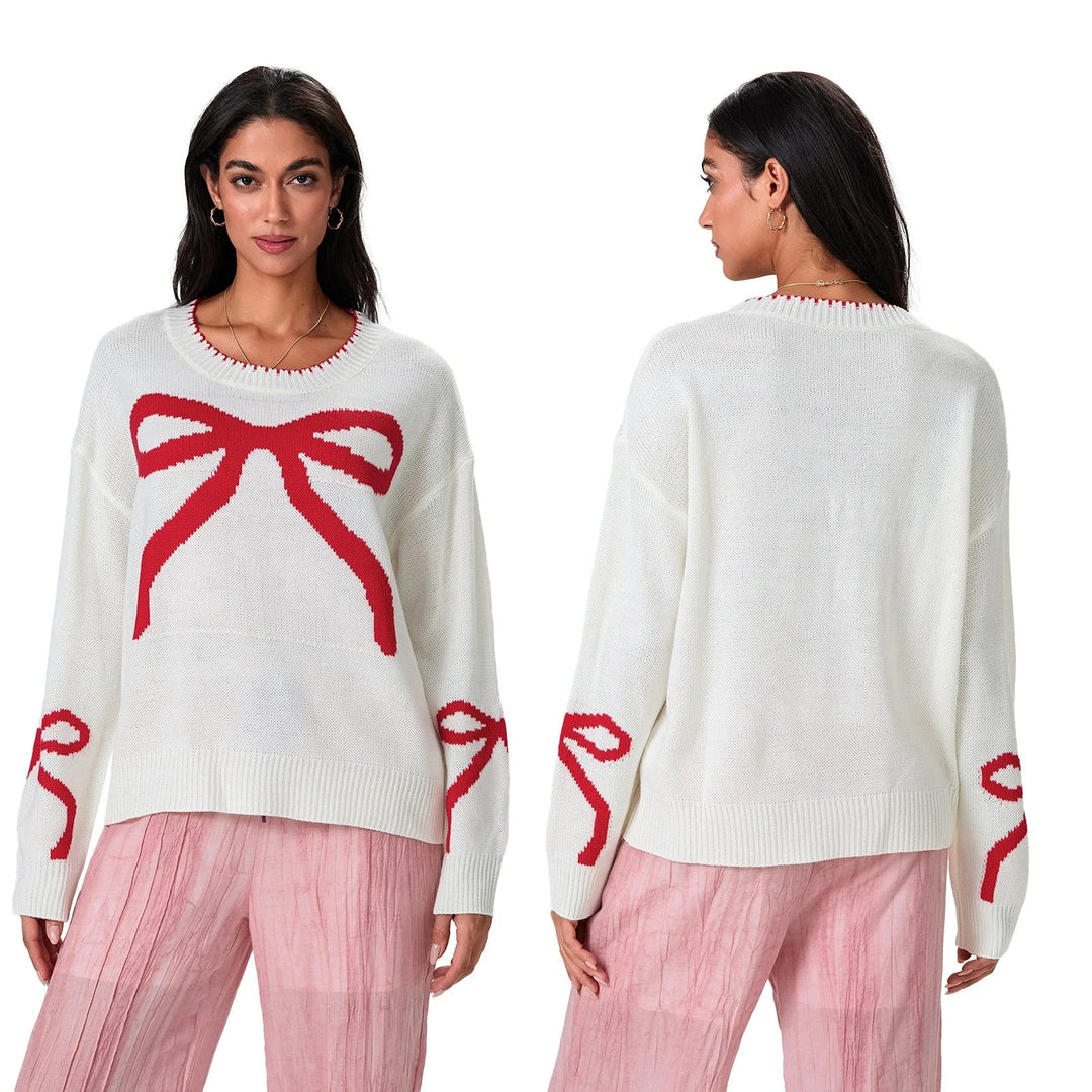 Stilla | Festlig strikpullover med sløjfe-design