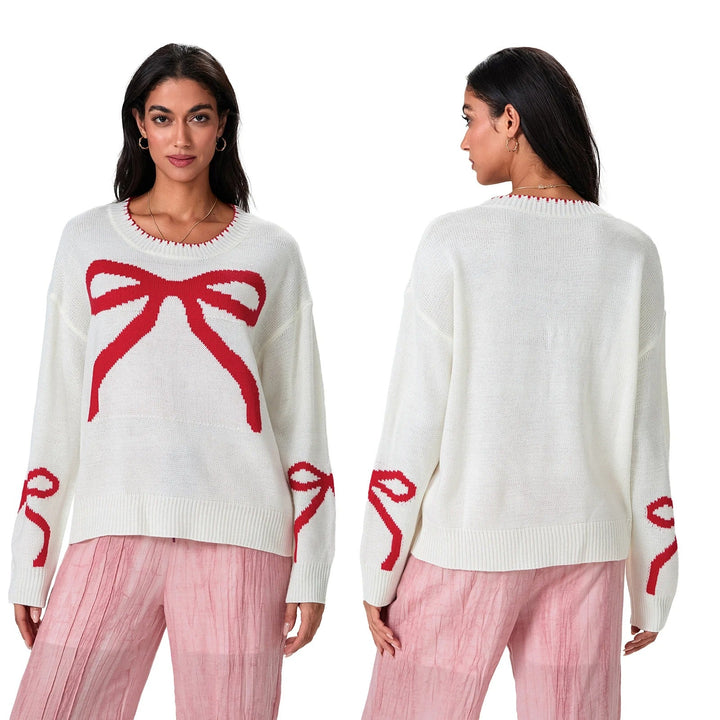 Stilla | Festlig strikpullover med sløjfe-design