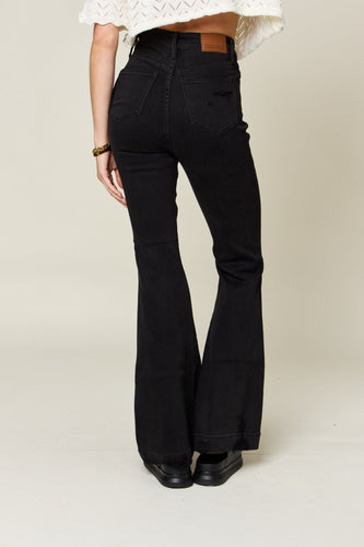 Stilla | Blå Fuld Størrelse Høj Talje Distressed Flare Jeans