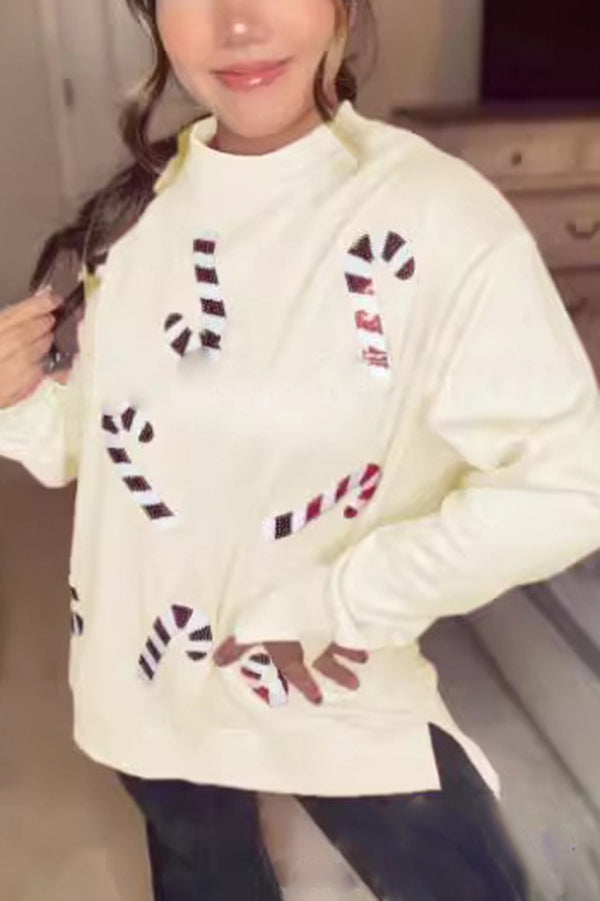 Stilla | Jule-pailletter-afslappet rundhals langærmet sweatshirt