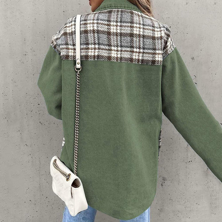 Stilla | Stylish Tjekket Jakke med Klassisk Krave til Kvinder