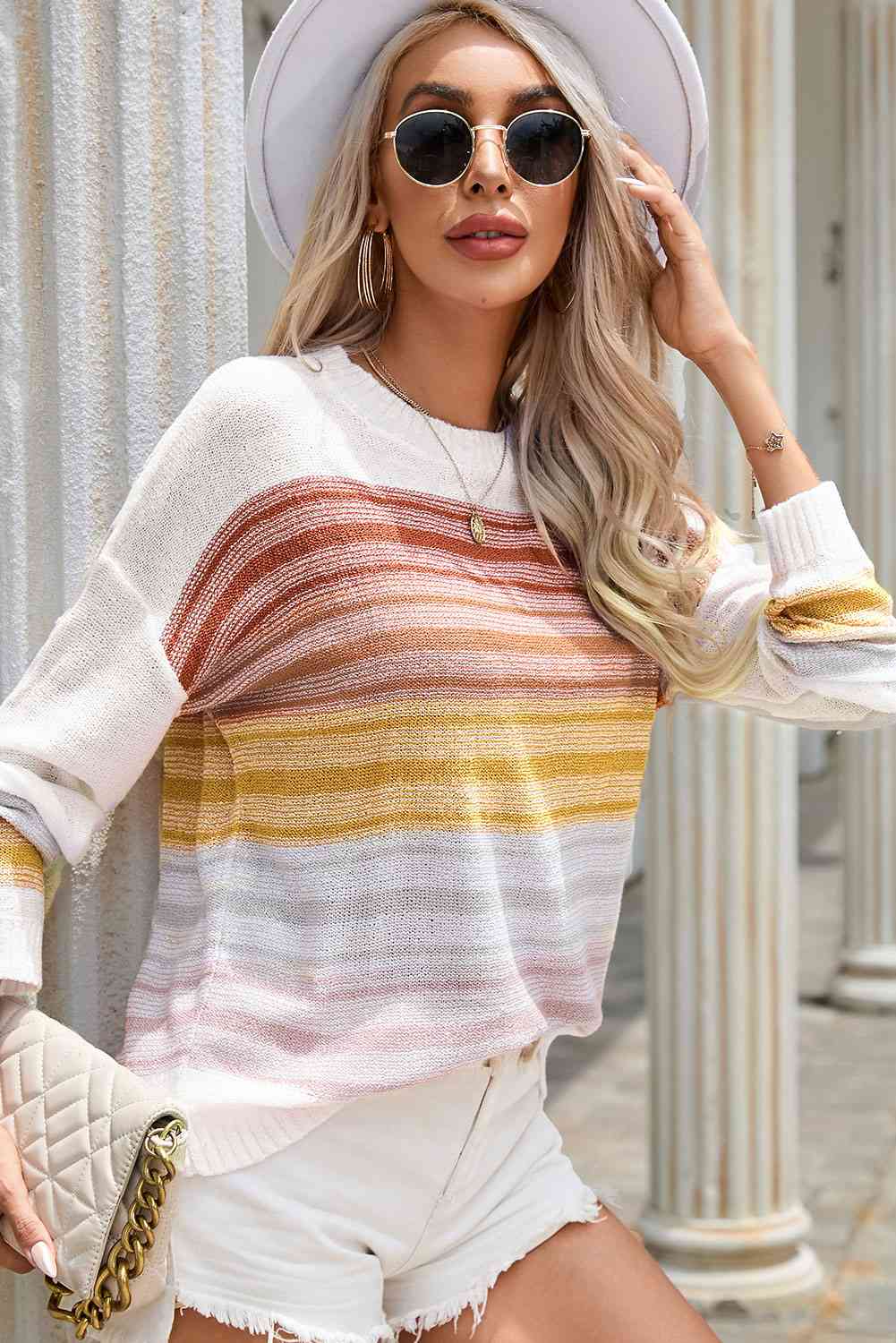 Stilla | Halstrykt Dresset Skulder Strik Top