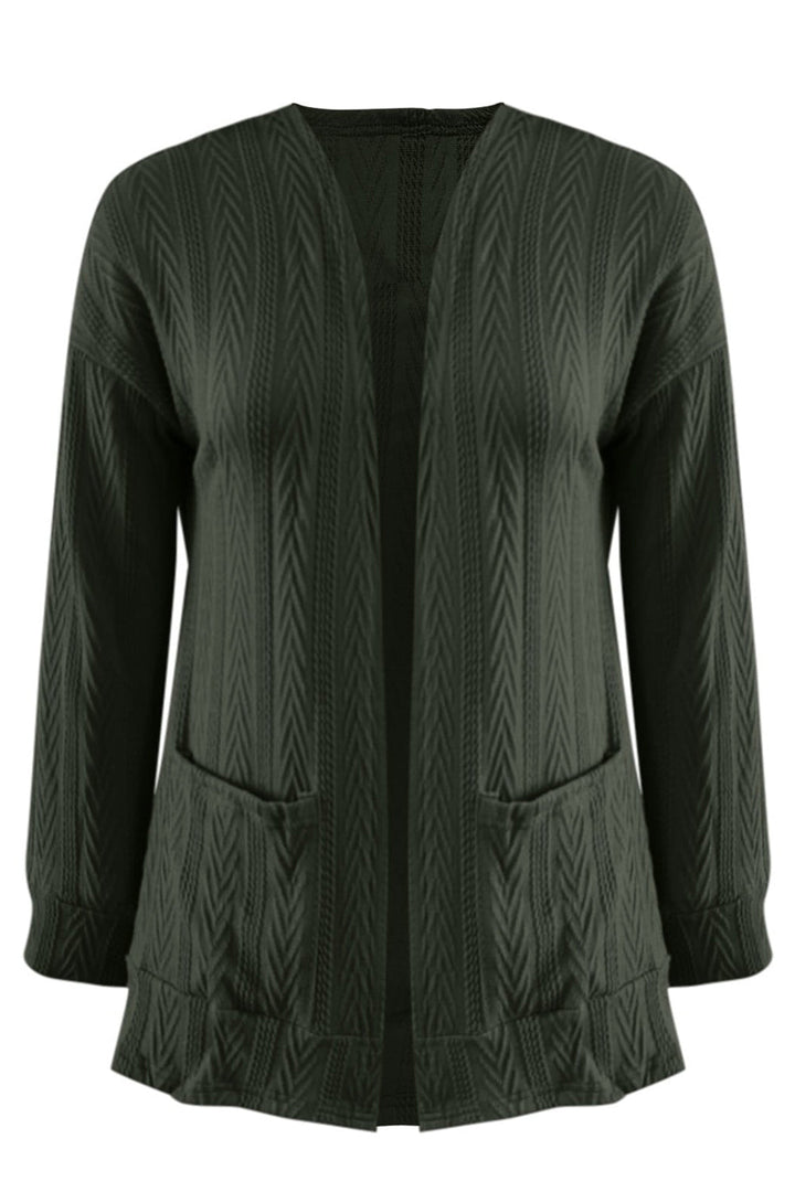 Stilla | Plus Size Tekstureret Åben Front Langærmet Cardigan