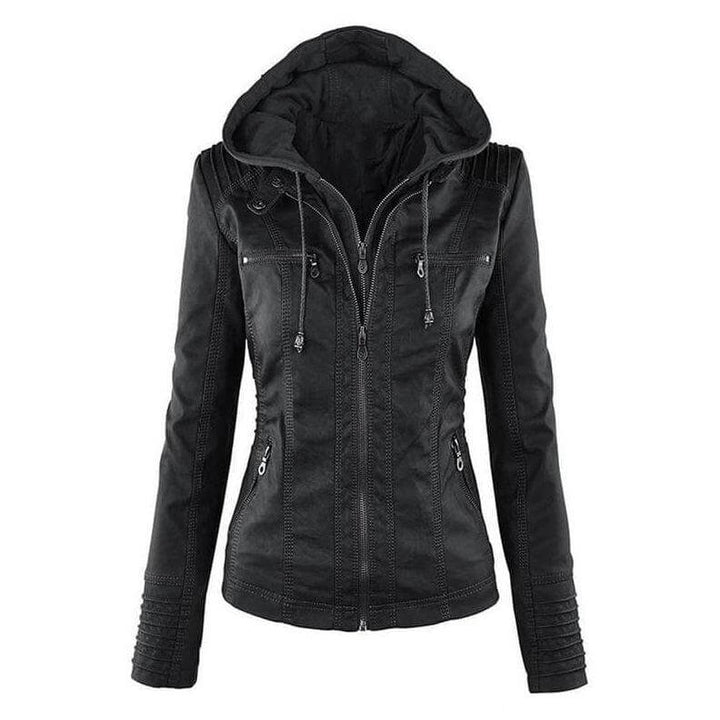 Stilla | Dame Slim Fit PU-Læder Zip-Up Hoodie