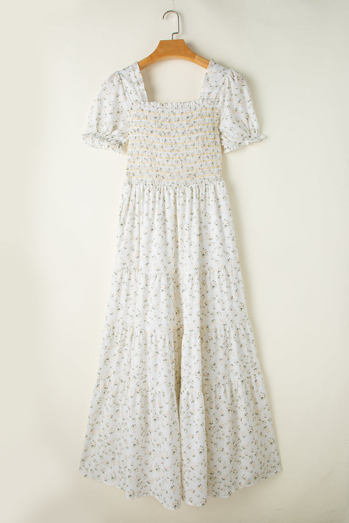 Stilla | Printed Square Neck Short Sleeve Dress