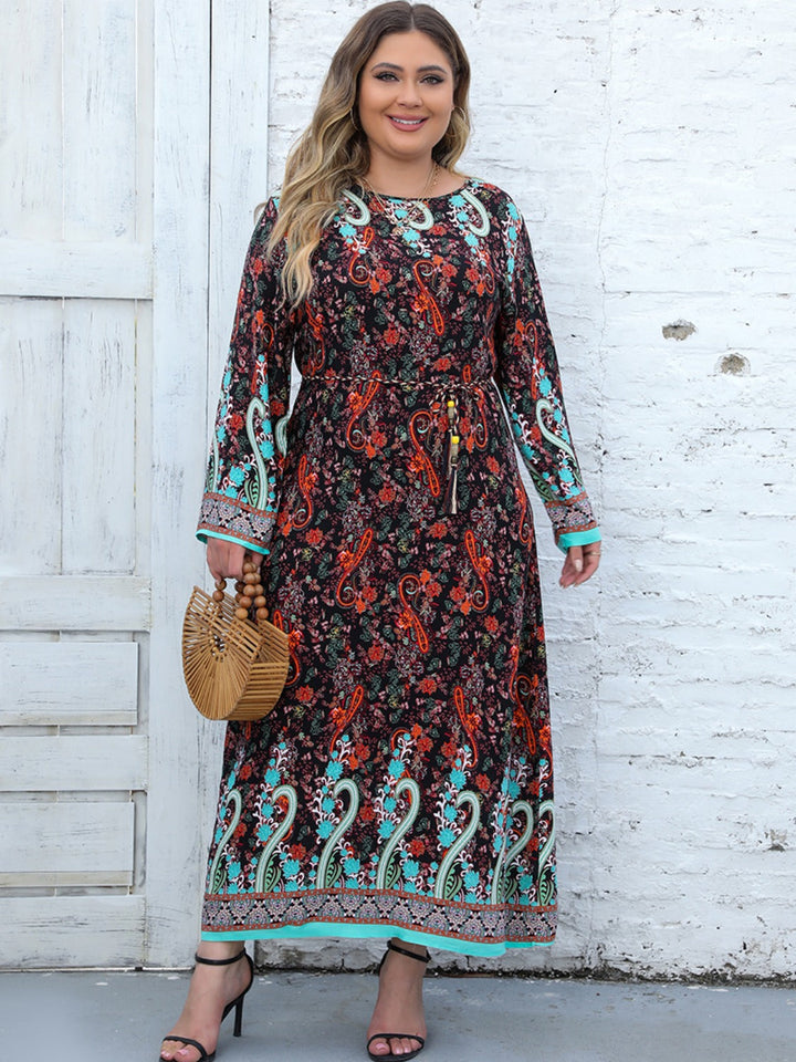Stilla | Størrelse Floral Pompom Rund Hals Kjole
