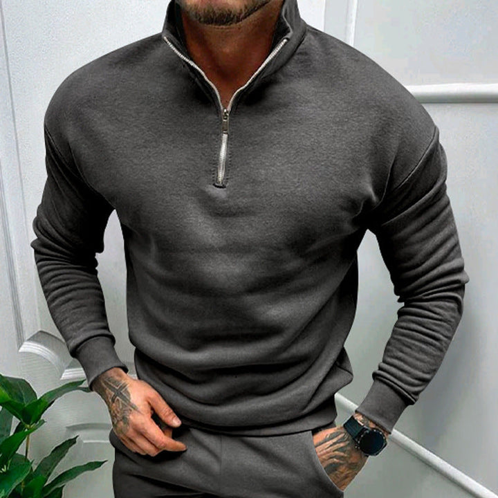 Stilla | Pullover med Halv-Zip Stående Krave