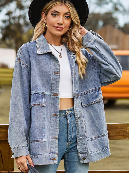 Stilla | Hals Knap-op Denim Jakke