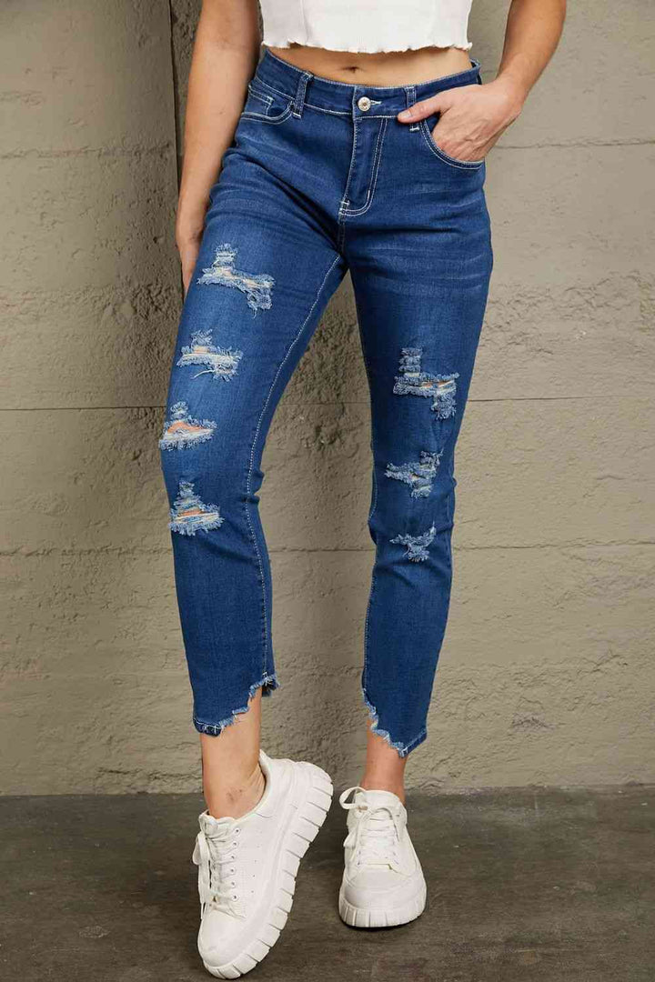 Stilla | Høj Talje Distressed Hem Detail Jeans