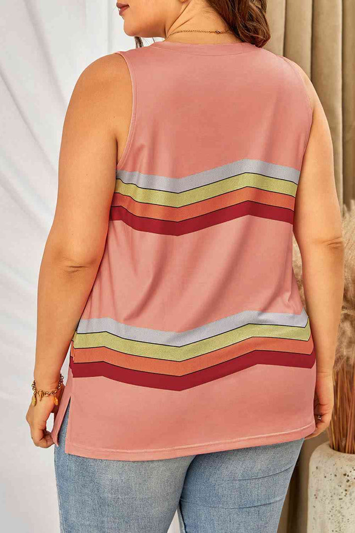 Stilla | Plus Size Printed V-hals Tank