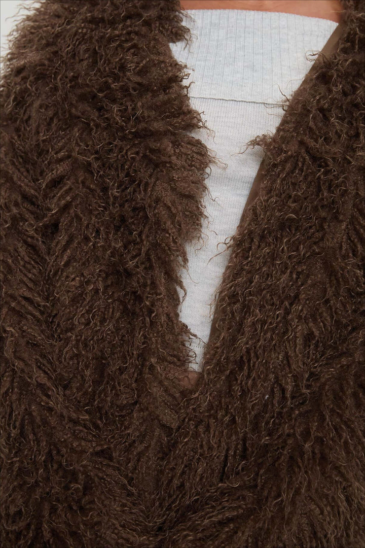 Stilla | Fluffy Brown Faux Fur Oversized Jakke