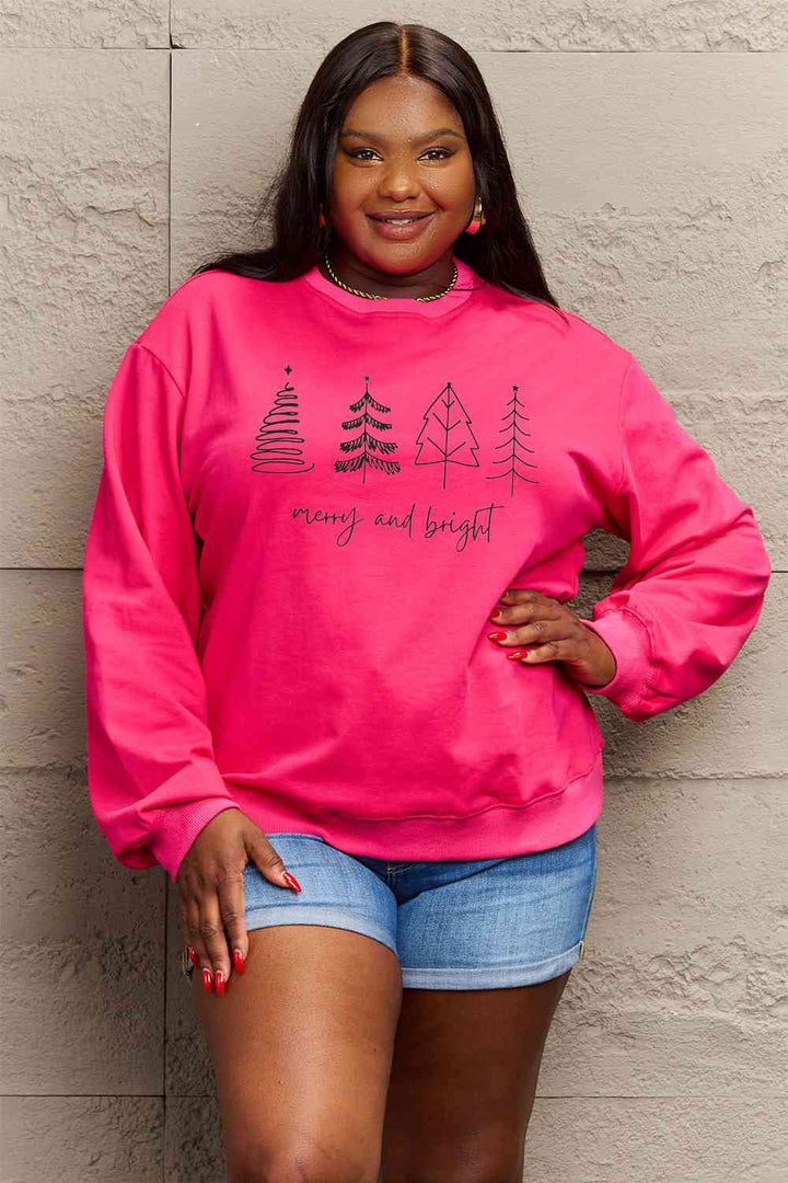 Stilla | Love Full Size Merry and Bright Graphic Sweatshirt