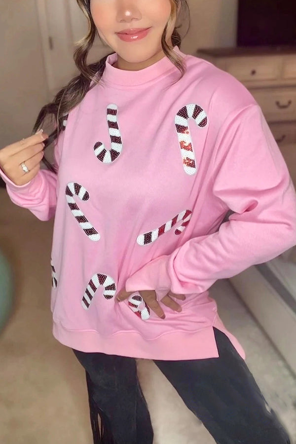 Stilla | Jule-pailletter-afslappet rundhals langærmet sweatshirt