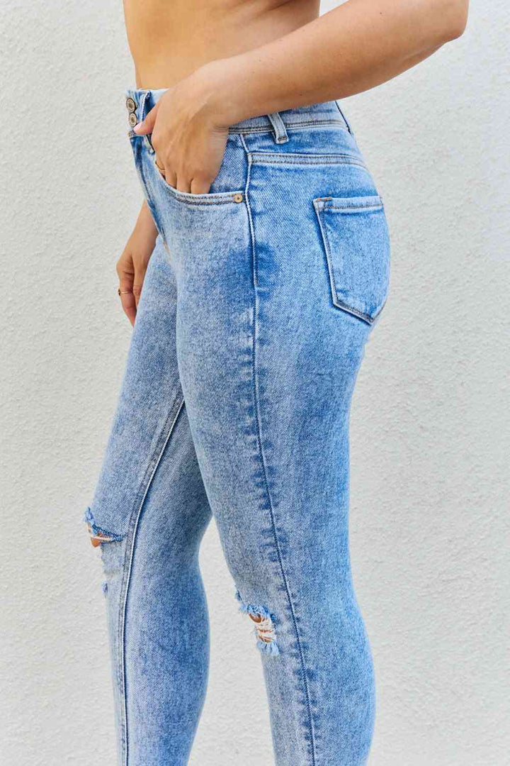 Stilla | Emma Full Size Høj Talje Distressed Skinny Jeans