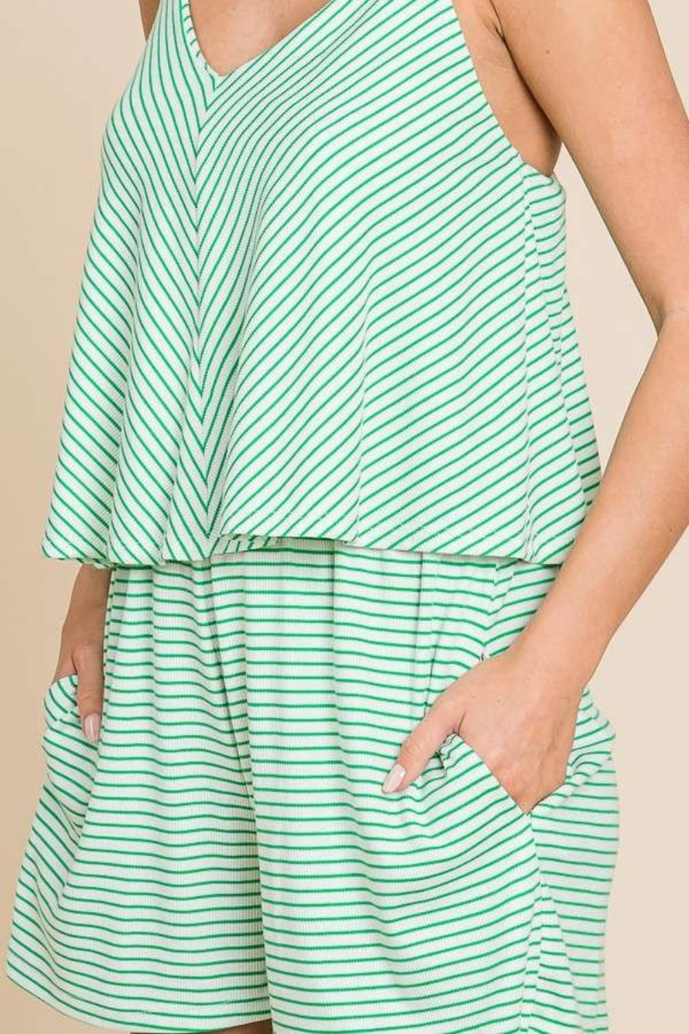 Stilla | Code Fuldt Størrelse Dobbelt Flare Stribet Romper