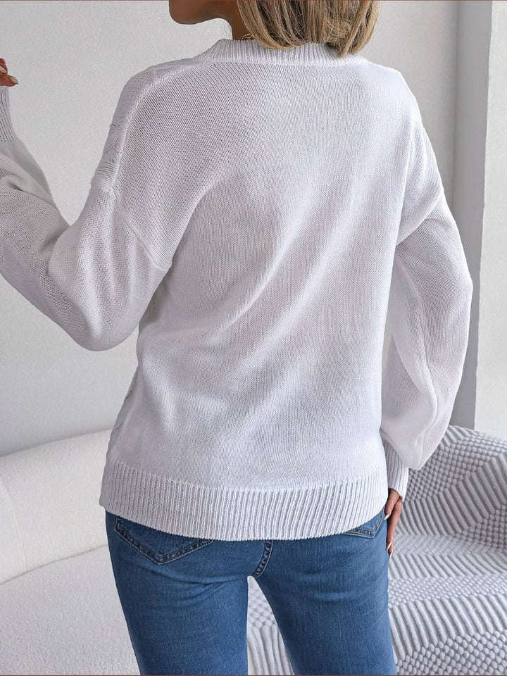 Stilla | Strikknappet V-hals Sweater