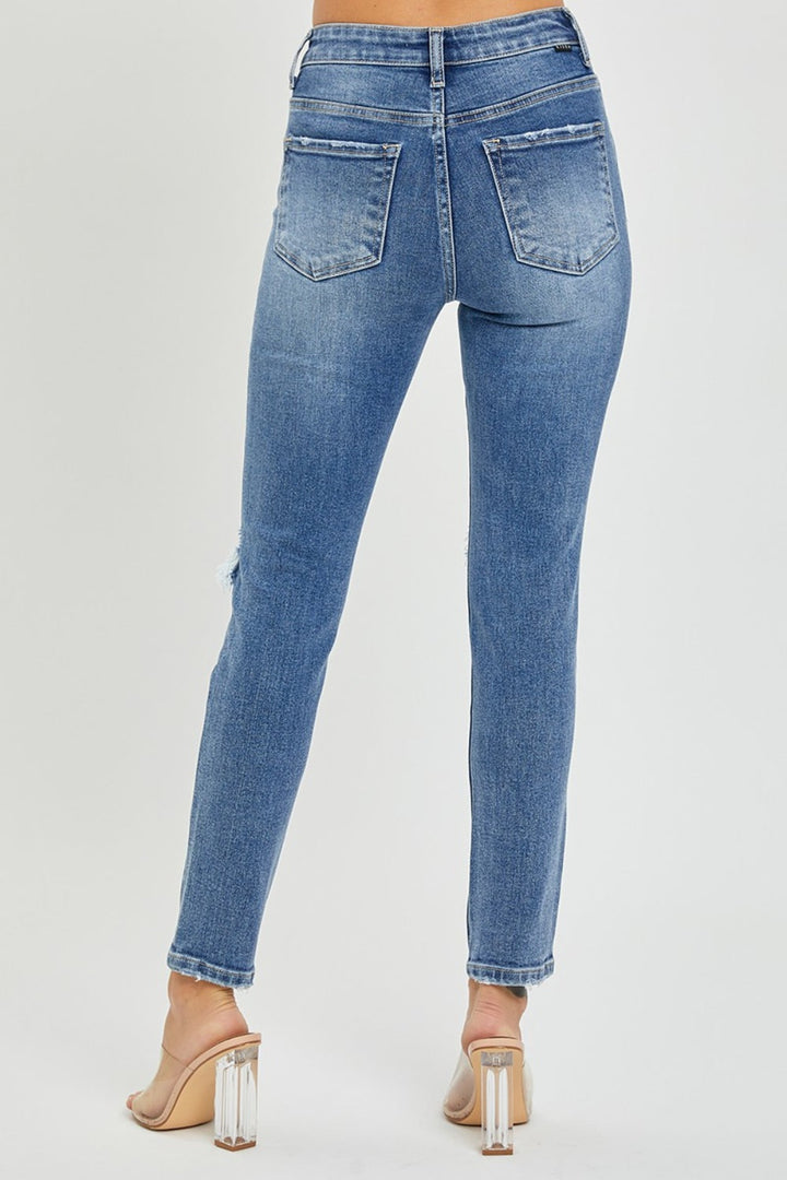 Stilla | Full Size Høj Talje Knæ Distressed Skinny Jeans