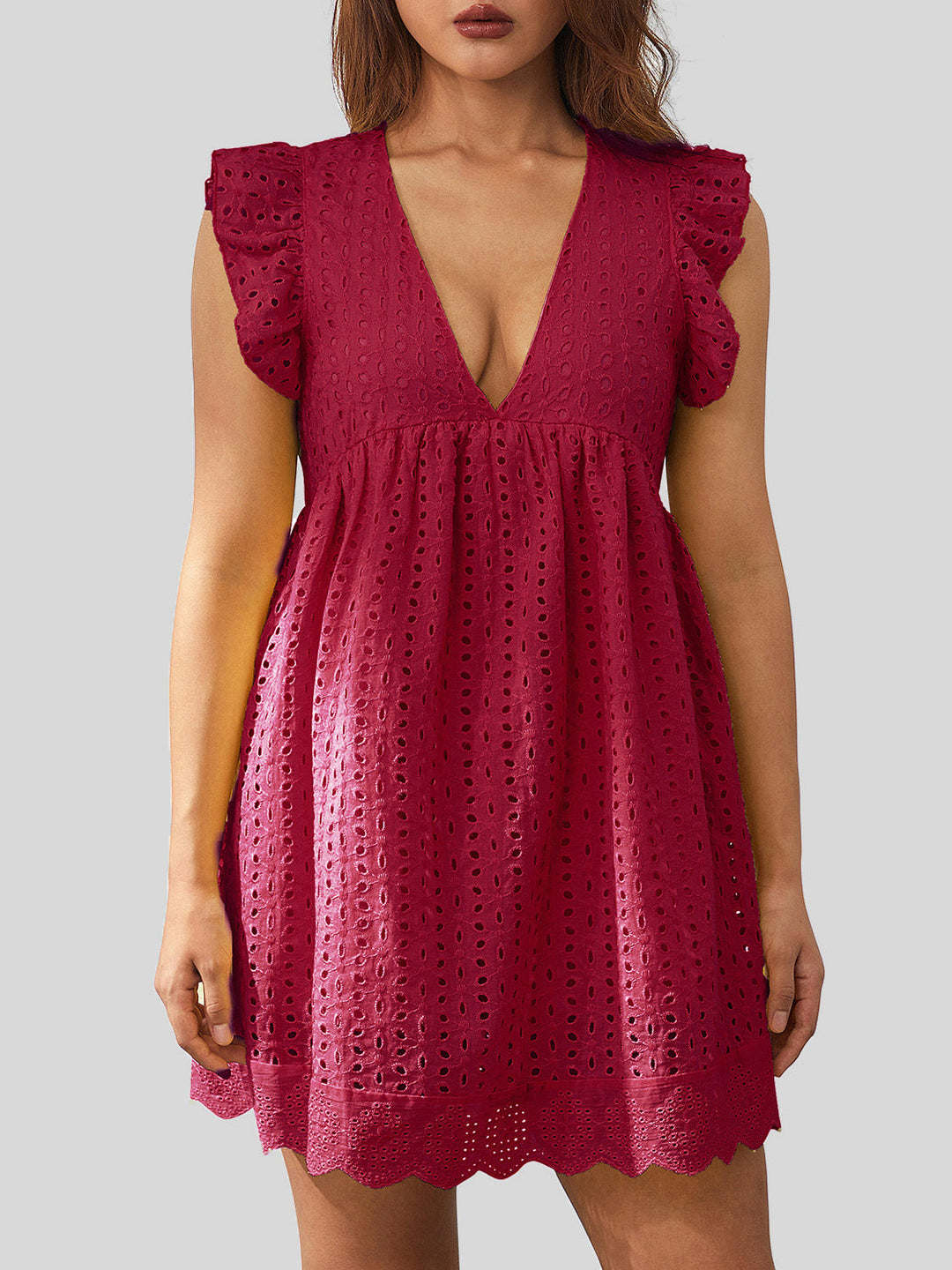 Stilla | Eyelet Cap Sleeve Mini Kjole