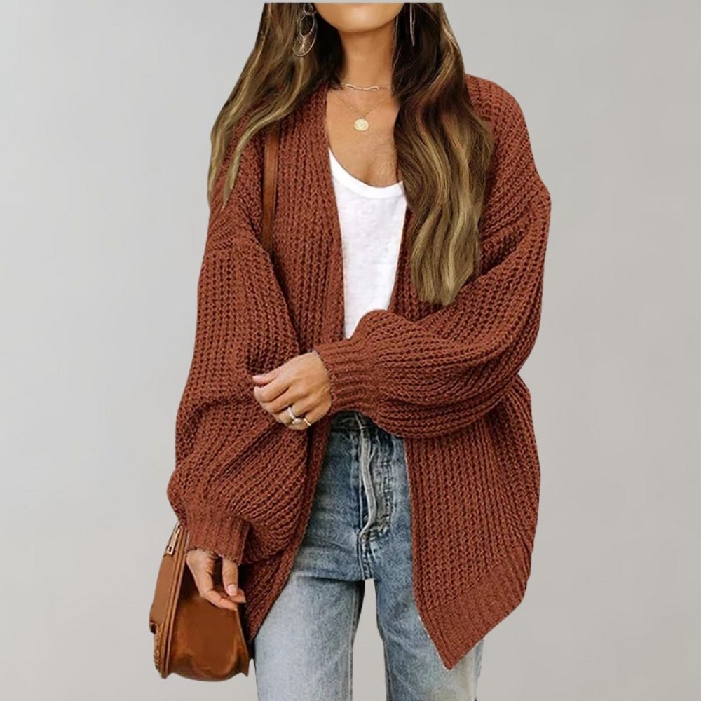 Stilla | Cozy Åben Cardigan med Biskop Ærmer