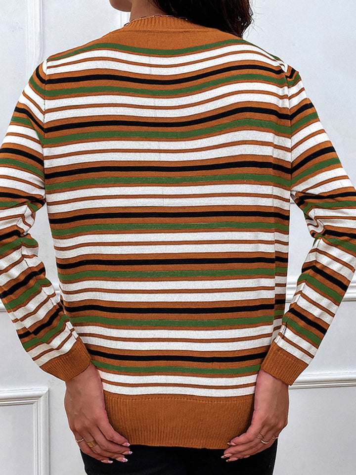 Stilla | Pullover med lange ærmer og rund hals med glinsende striber