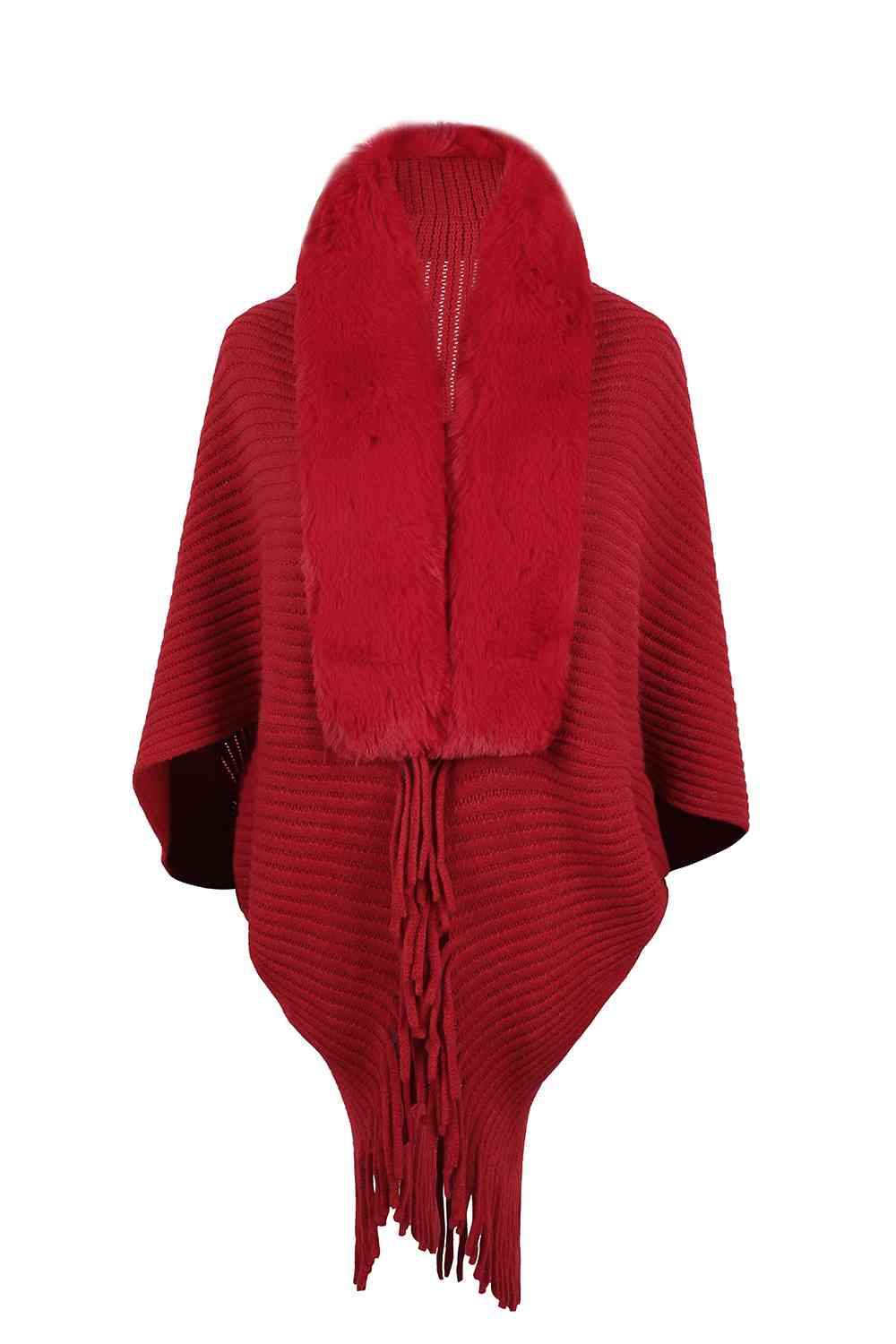 Stilla | Detaljeret Langærmet Ribbet Poncho