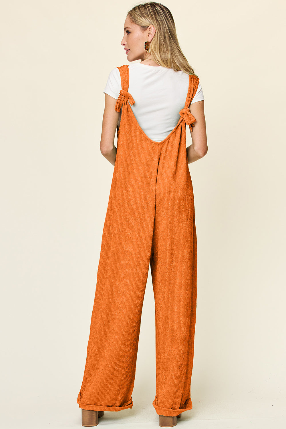 Stilla | Tag Fuld Størrelse Tekstur Uden Ærmer Bred Ben Jumpsuit
