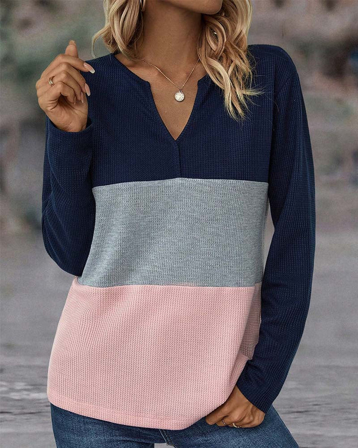 Stilla | Farveblok og V-hals