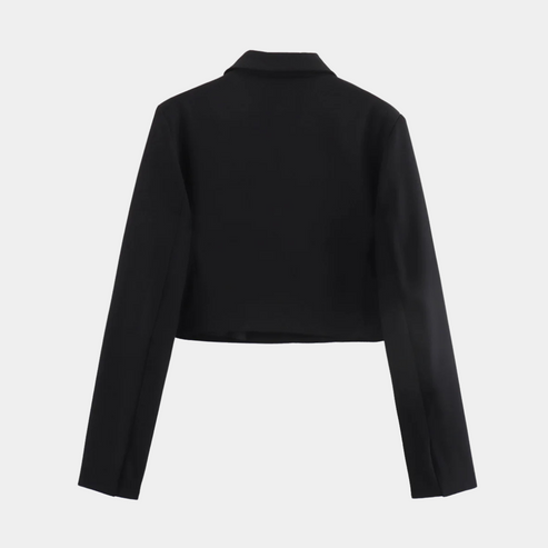 Stilla | Cropped Blazerjakke Måltilpasset Langærmet Åben Front