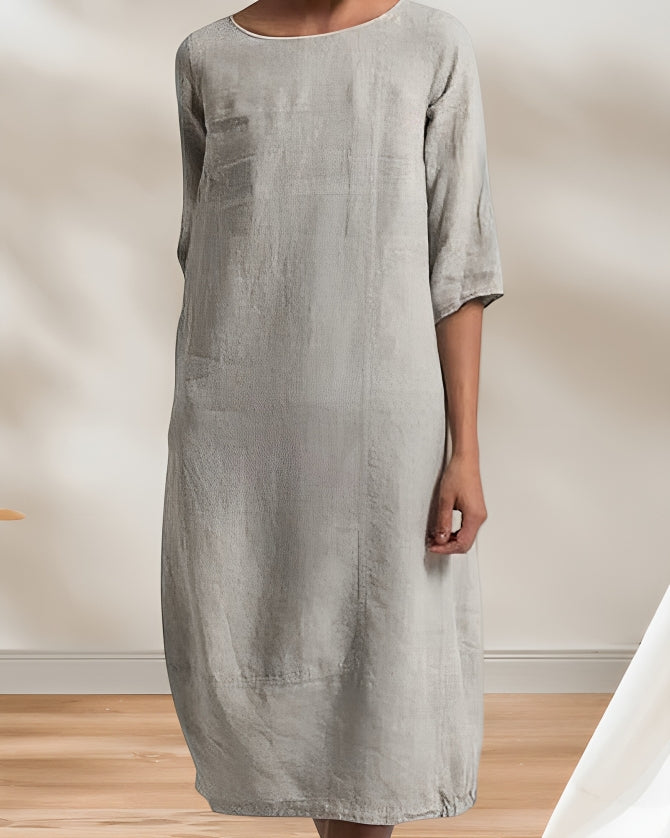 Skovae | Damer Løs Linned Look Enkelt Midikjole