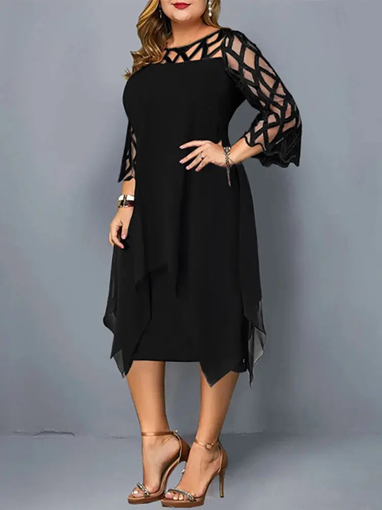 Skovae | Elegante Plus Size Spids Midi Kjole