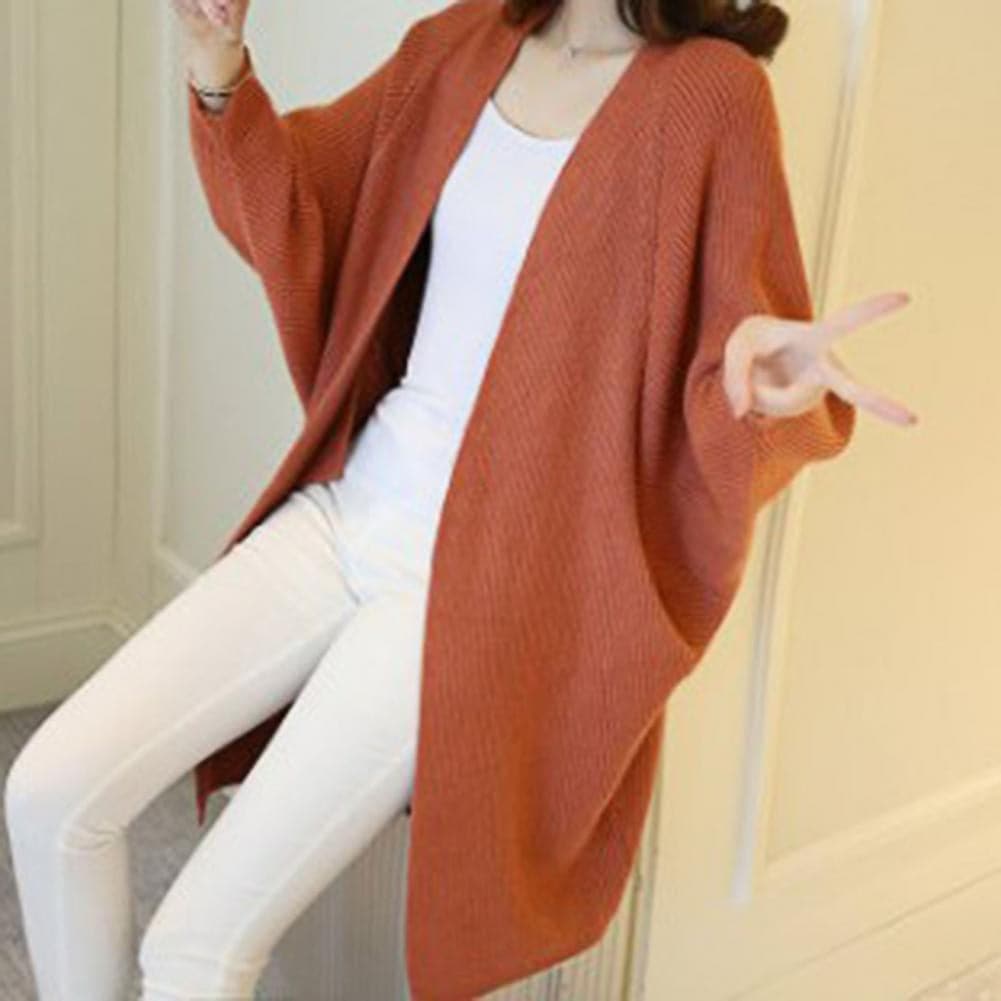 Stilla | Cardigan Lang Strikjakke Oversized Fit Åben Forside Blød og Varm